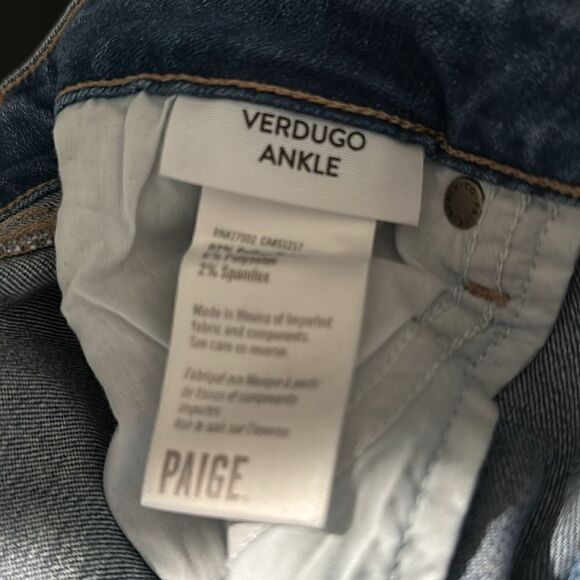 PAIGE NWT Verdugo Ankle Cropped Skinny in the color estate w/ grand hem size 29 - Picture 4 of 4